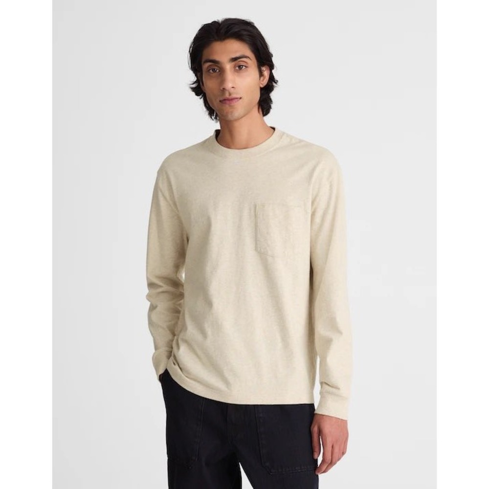 Madewell Mens The Long-Sleeve‎ Vintage Pocket Tee Beige XXL NEW